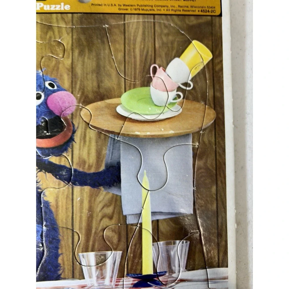 Grover Sesame Street Puzzle Frame Tray Waiter 1979 Muppets Inc Vtg See Pics